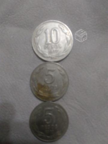 Tres monedas chile angel 10-y 5 pesos