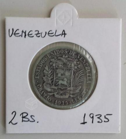 Moneda Venezuela 2 Bolívares 1935 Plata Vf/xf