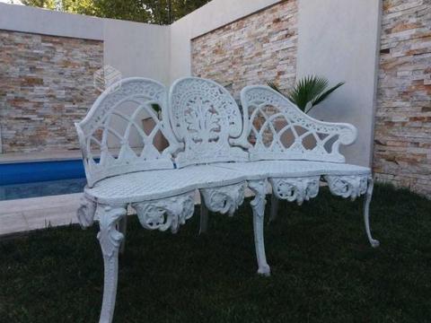 Muebles terraza fundidos esmaltados blanco