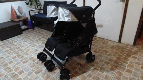 Coche doble twin techno negro | maclaren impecable