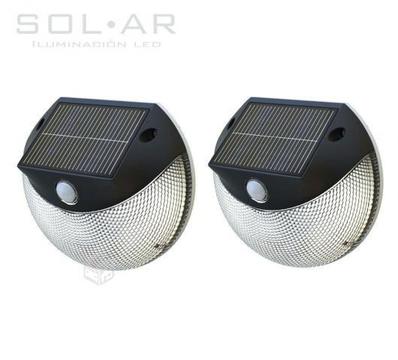 2 focos solar led de muro con sensor de movimiento