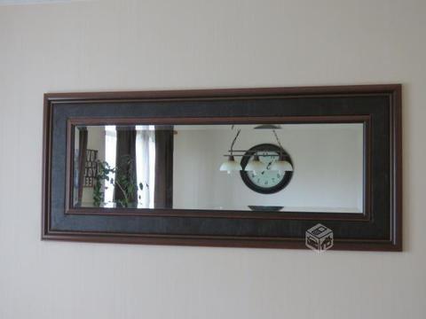 Espejo pared con marco de madera y eco cuero NUEVO