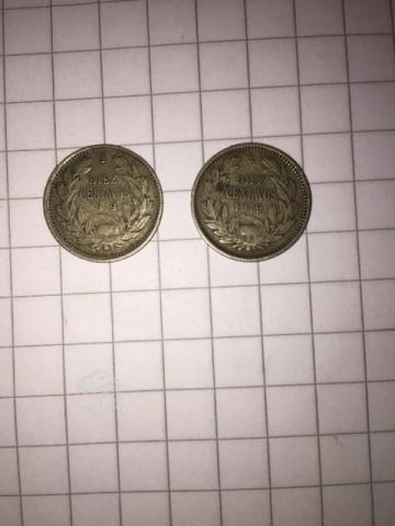 Monedas de plata 10 centavos 1919