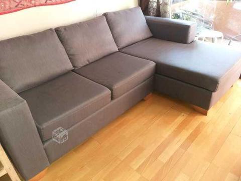 Sofa 3 plazas con cheslong gris