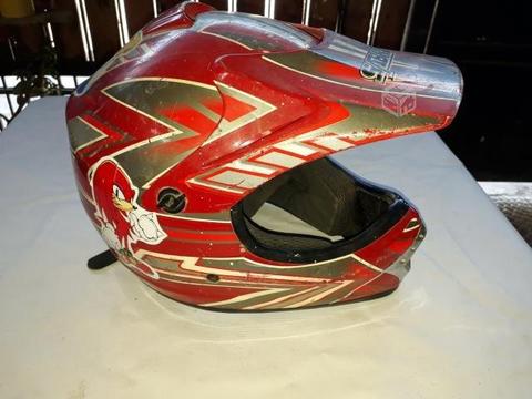 Casco motocross niño buen estado rojo