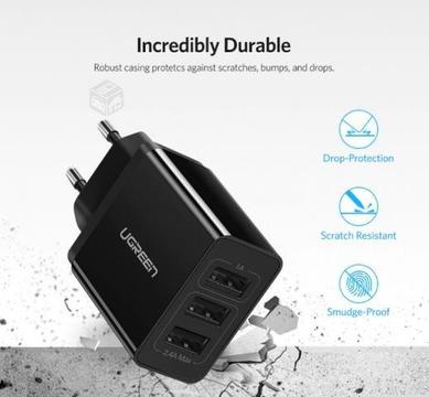 Cargador Rápido 3 Puertos 2 Usb 2.4A & 1 Usb 1A