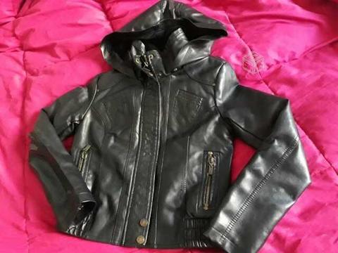 Chaqueta Ecocuero Niños Unisex Negra Talla 12