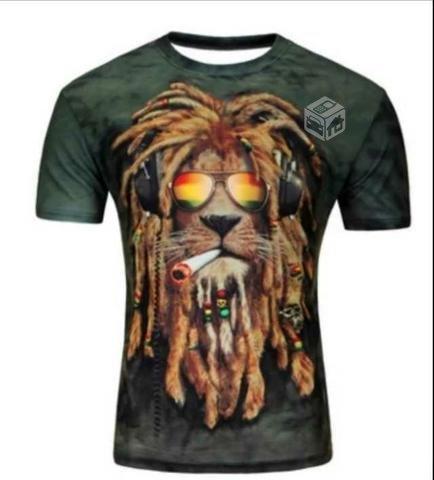 Polera impresión 3d lion reggae