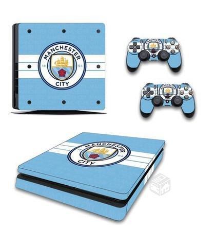 Skins PS4 Slim Manchester City Consola+2 Controles