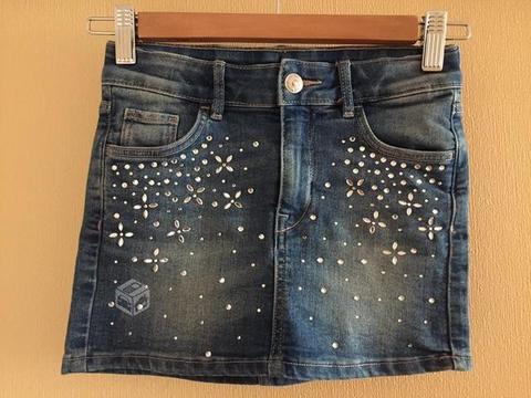 Falda jeans brillos niña H&M talla 6-7 años