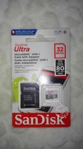 Tarjetas De Memoria Micro Sd 32 Gb Sandisk 80 Mbs/