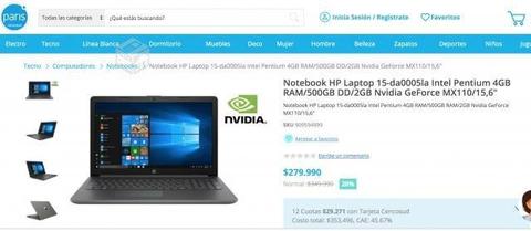 Notebook HP Laptop 15-da0005la Intel Pentium 4GB