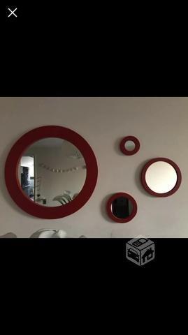 Set de espejos redondos rojos