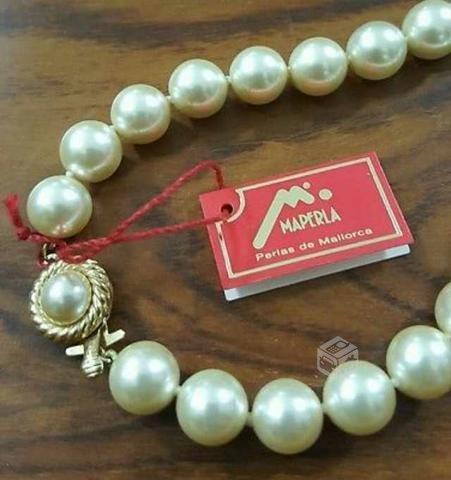 Collar de perlas de Mallorca broche de oro 14k