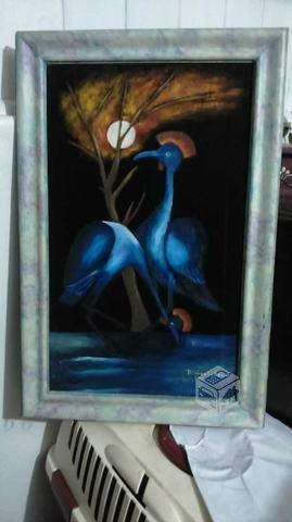 Pintura óleo sobre tela Ave Azul