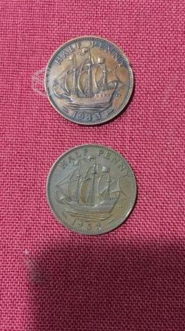 Moneda de cobre, half penny 1943-1952(c/u)