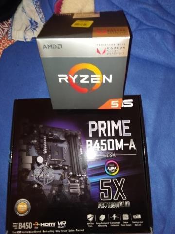 AMD Ryzen 5 2400G+GPU Vega 11+Placa Asus B450 8Gb
