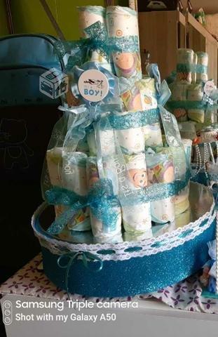 Torta de pañales para baby shower