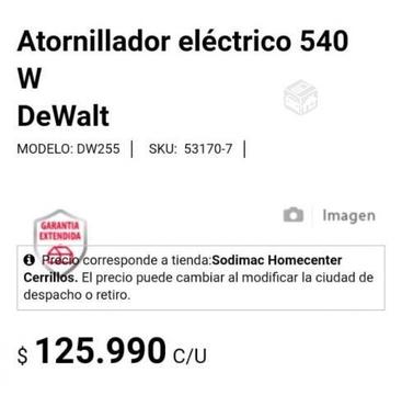 Atornillador electrico DeWalt 540W sellado