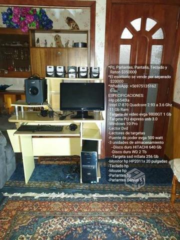 Pc hp i7 quadcore parlantes 5.1 con escritorio