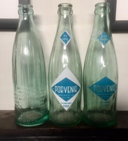 Botellas agua mineral Porvenir, años 60 y 70