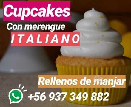 Cupcakes rellenos de manjar con merengue Italiano
