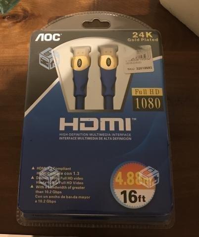 Cable HDMI AOC 4,88 mts (Nuevo y sellado) full hd