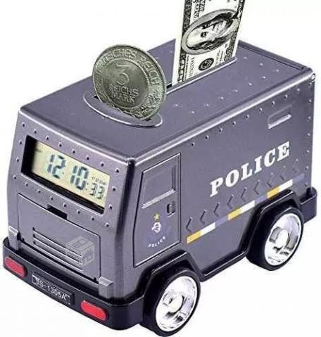 Alcancia Digital Reloj en figura de Camión police
