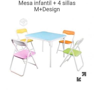 Mesa infantil plegable + 4 sillas