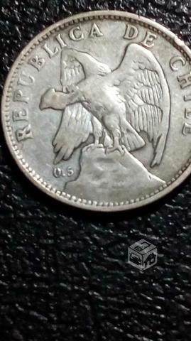 Un peso chileno Monedas plata 0.5 de 1922 y1924