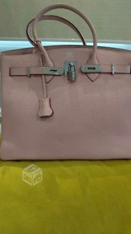 Cartera cuero, modelo Hermes color rosa