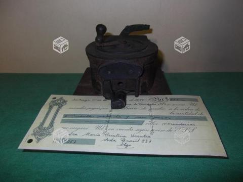 Antigua Maquina Protectora de Cheques U.S.A. 1889