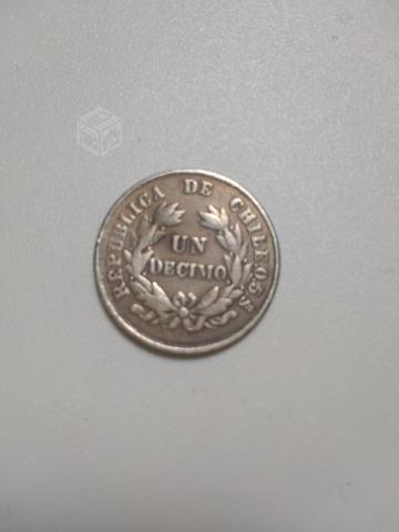 Un decimo, moneda de plata Chilena