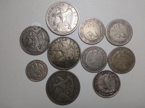 Monedas Chilenas de plata