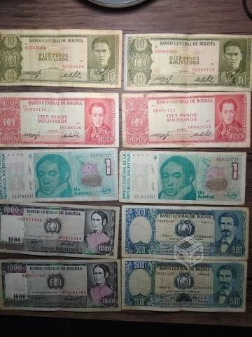 Lote de billetes bolivia y argentina