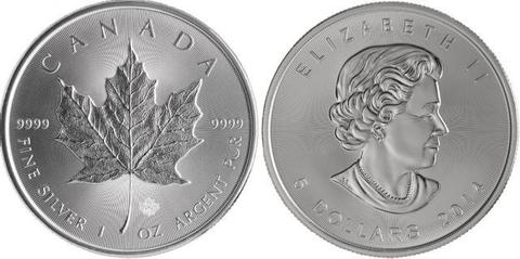 Moneda 1 oz. maple Canadá Plata Pura