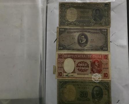 Colección Billetes Chilenos entre 1950 y 1980