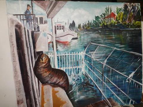 Pintura de Feria Fluvial Valdivia