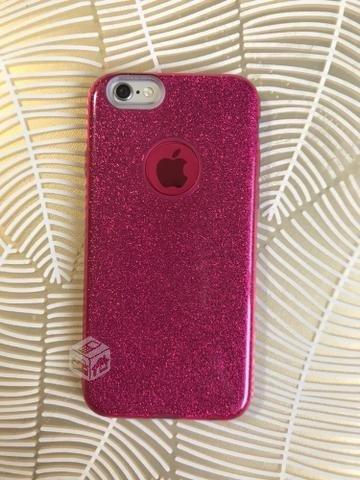 Carcasa IPhone 6 rosada glitter brillante Semi nue