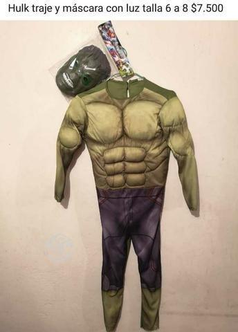 Disfraz Hulk talla 6 a 8 mascara con luz