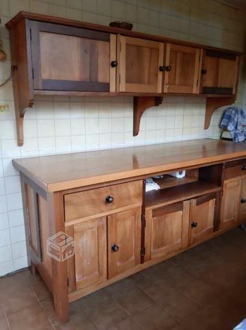 Conjunto armarios de madera noble cocina