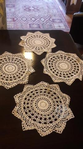 Antiguos centros de mesa de algodón crochet