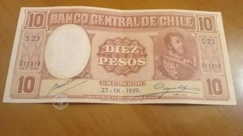 Billete de chile 10 pesos 1939